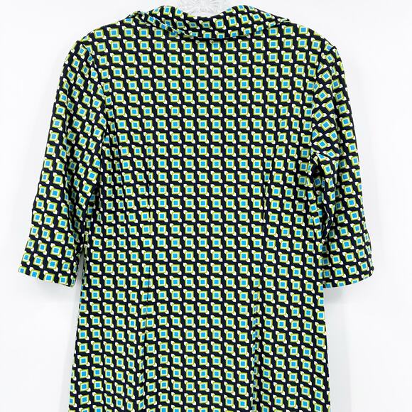 Jude Connally Michelle Geometric Blue Green Casual V Neck Dress Women’s Sz S - Picture 9 of 11